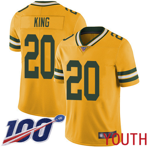 Green Bay Packers Limited Gold Youth 20 King Kevin Jersey Nike NFL 100th Season Rush Vapor Untouchable